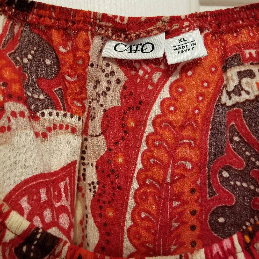 Cato Women's Vibrant Red and Orange Blouse - Picture 3 of 4